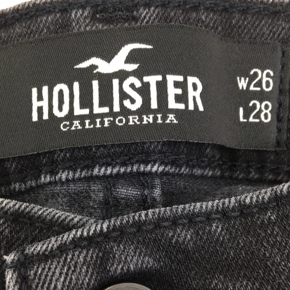 Hollister Mens Skinny Epic Flex Black Denim Jeans Size 26x28 EXCELLENT Condition